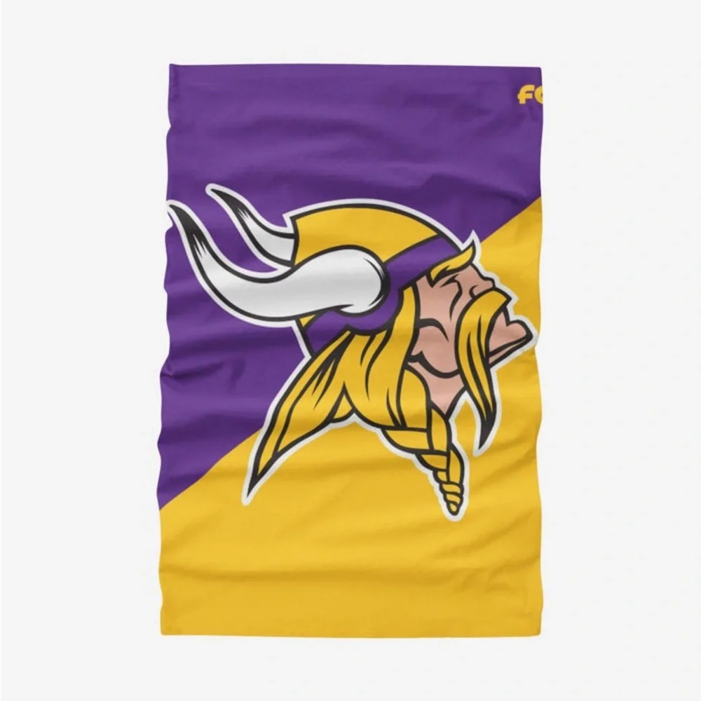FOCO NFL MINNESOTA VIKINGS BIG LOGO GAITER SCARF PURPLE GOLD OS NWT